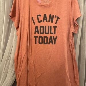 Torrid Salmon Color Graphic Tee - I Can't Adult Today